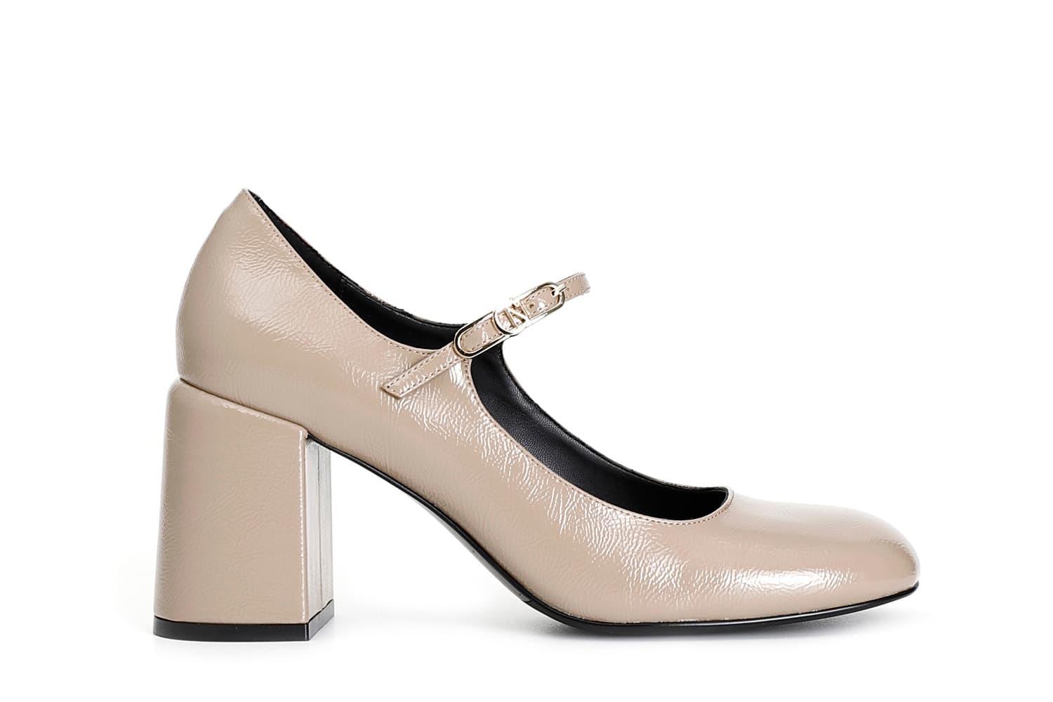 CafèNoir — Décolleté con laccio fibbia in pelle naplak taupe