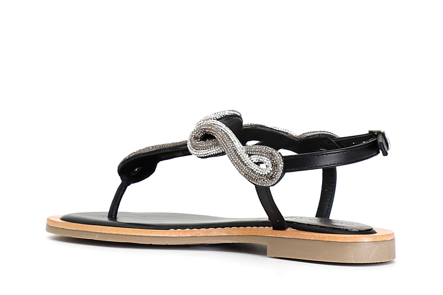 Sandali infradito in nappa con decorazione strass nero — vista 2