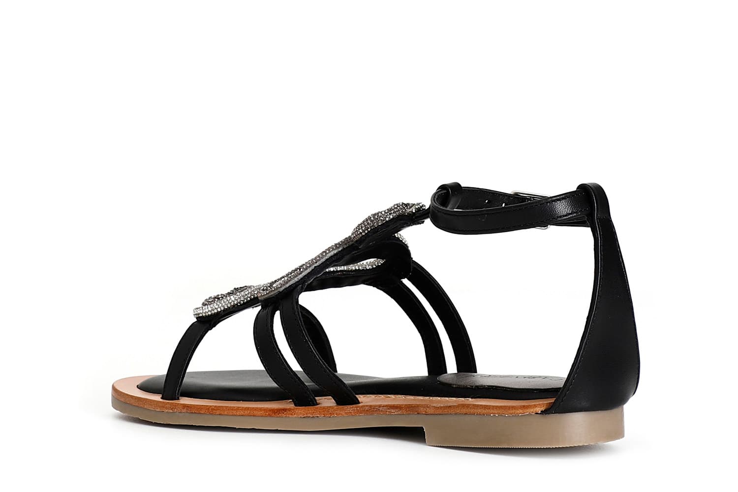 Sandali in nappa con decorazione strass nero — vista 2