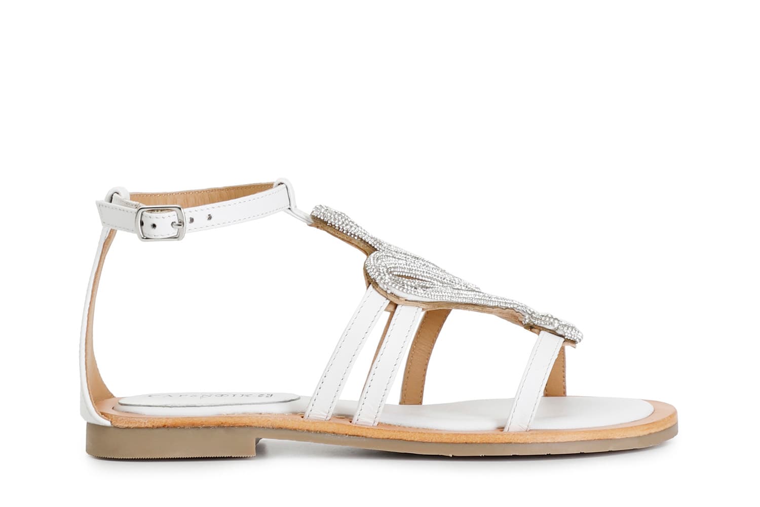 Sandali in nappa con decorazione strass bianco — vista 3