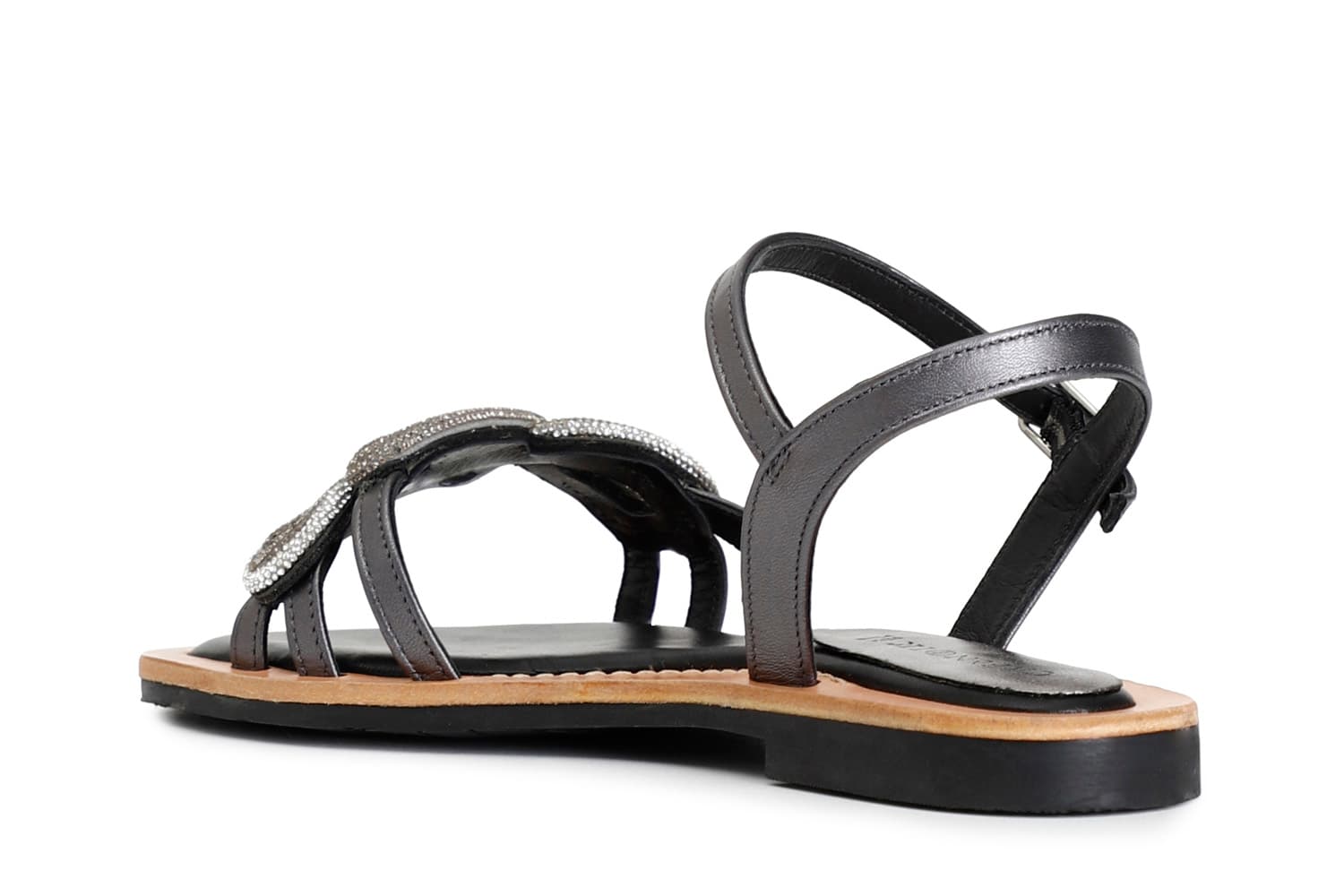 Sandali gilda in nappa con accessorio strass nero/nero — vista 2