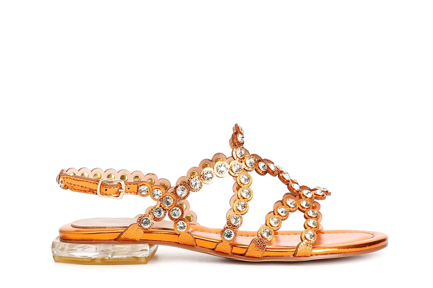 CafèNoir — Sandali con multilistini e strass arancio
