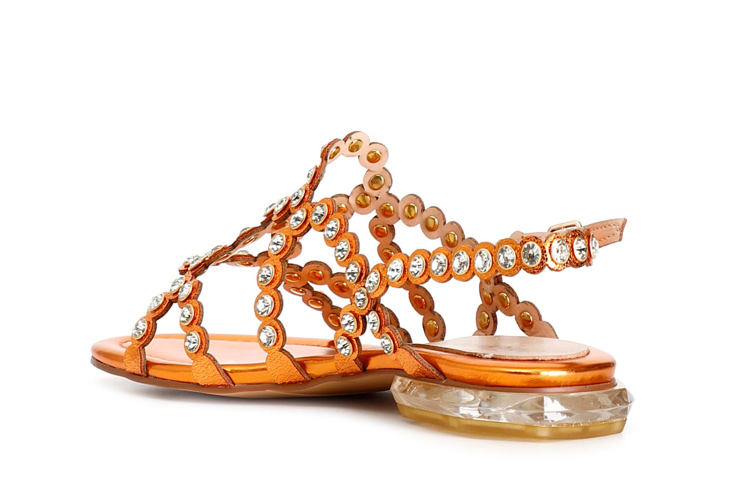 Sandali con multilistini e strass arancio — vista 2