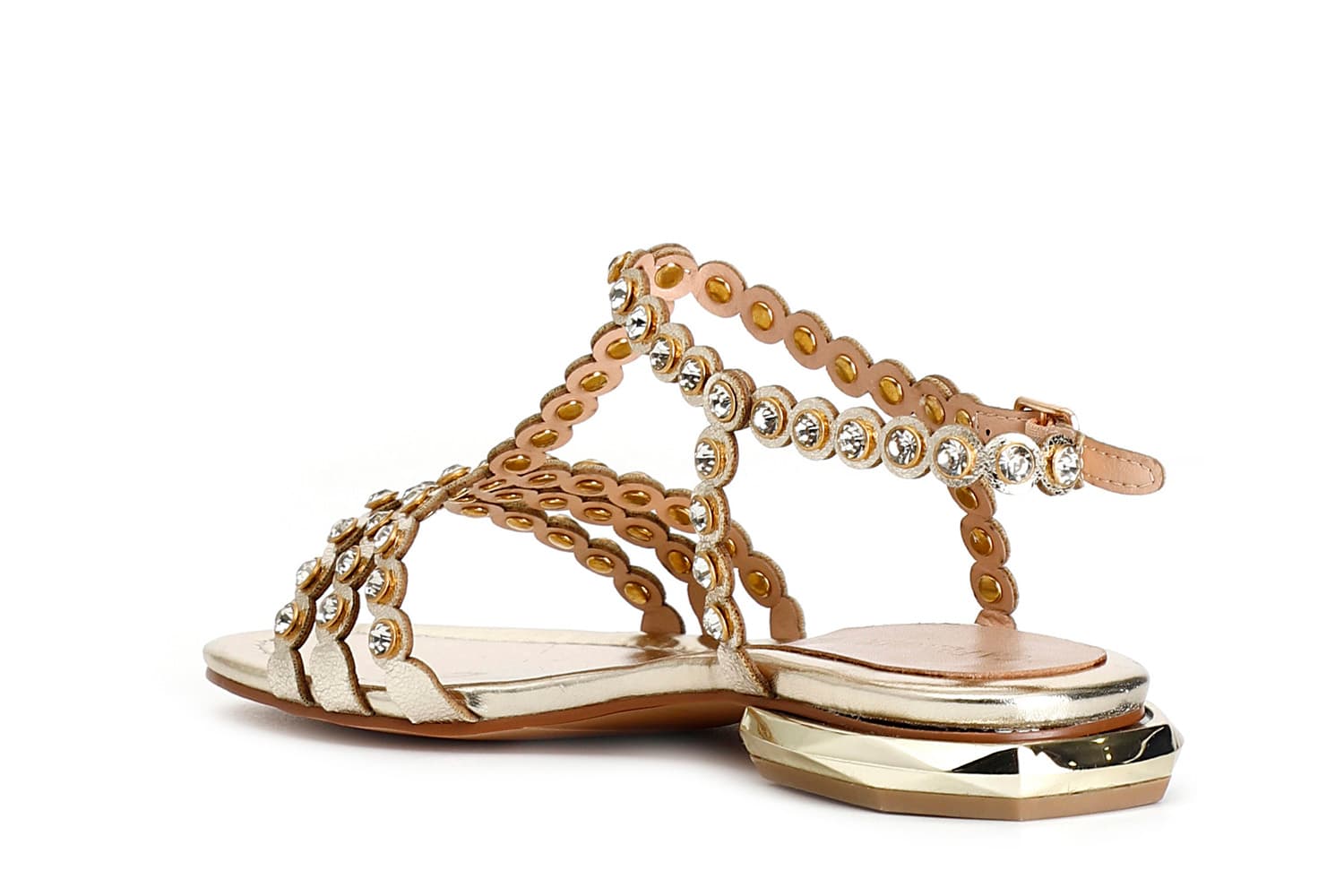Sandalo a "t" con strass platino — vista 2