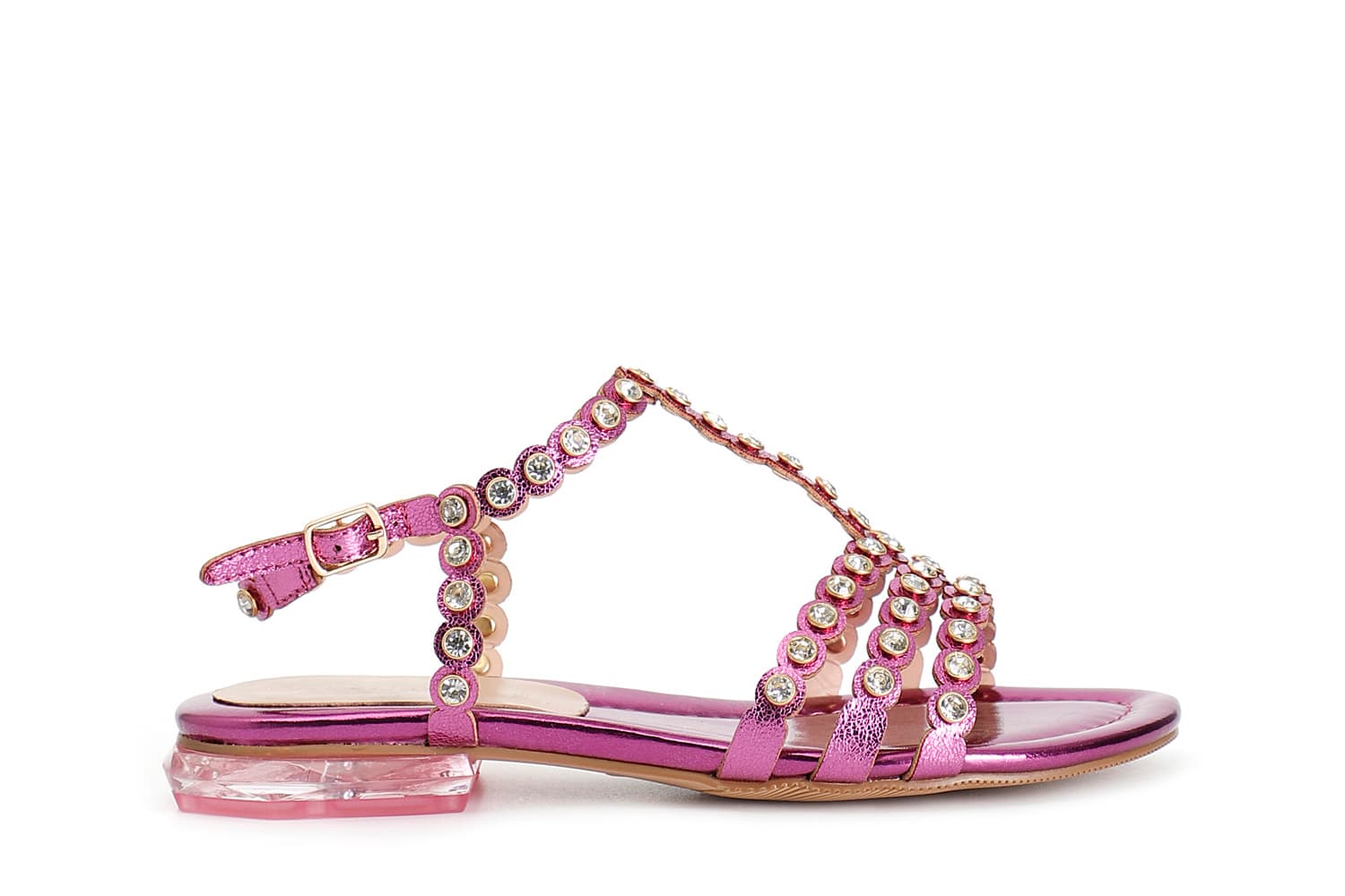 CafèNoir — Sandalo a "t" con strass fuxia