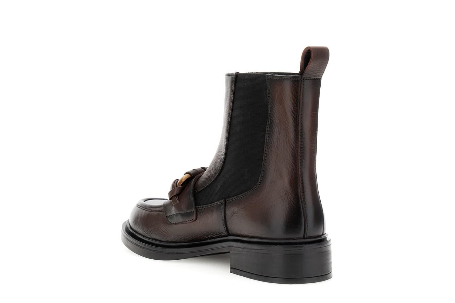 Tronchetti in pelle con elastico e accessorio fasciato t.moro — vista 2