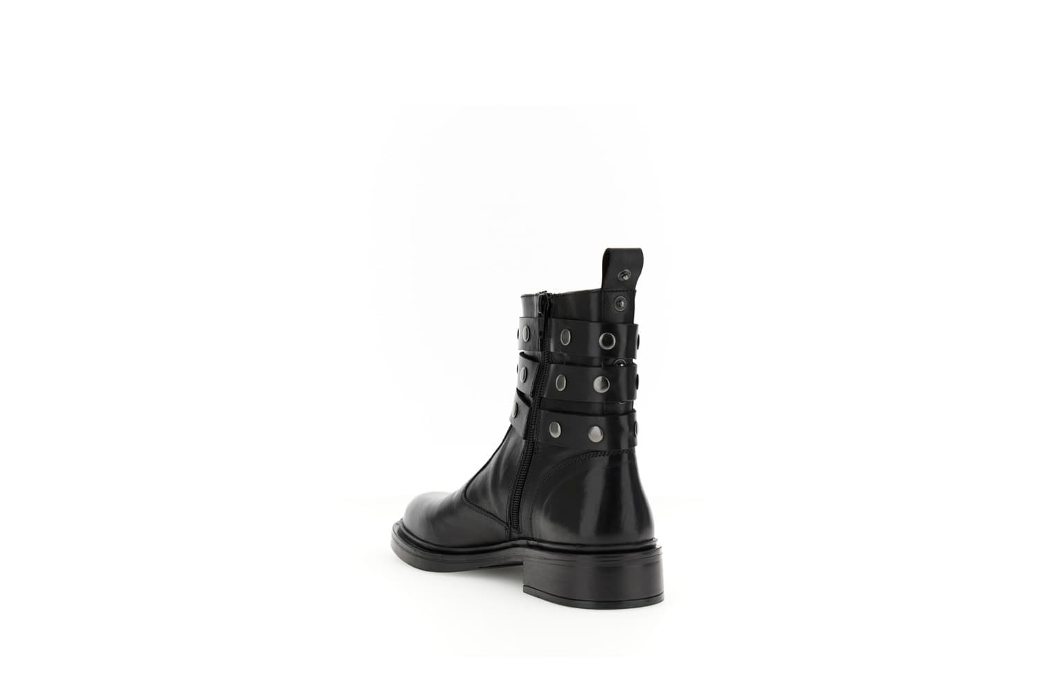 Tronchetti in pelle con tre cinturini decorativi nero — vista 2