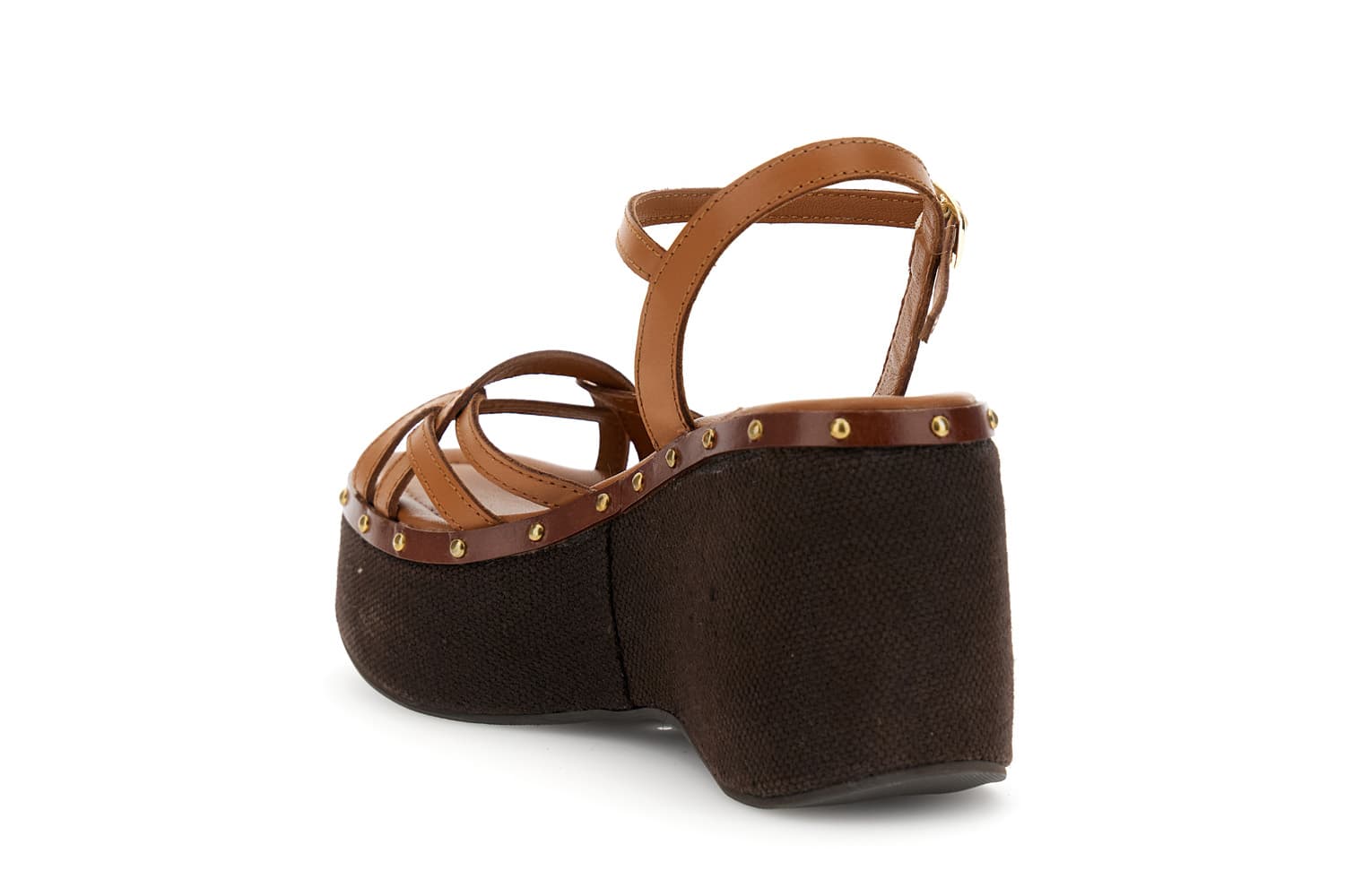 Sandali gilda in pelle con zeppa cuoio — vista 4