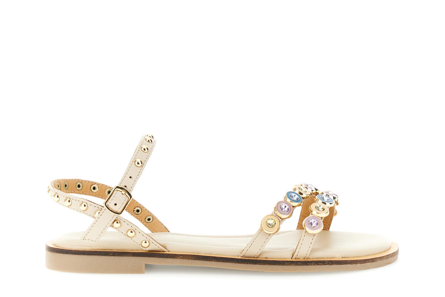 CafèNoir — Sandali gilda in nappa con accessori beige