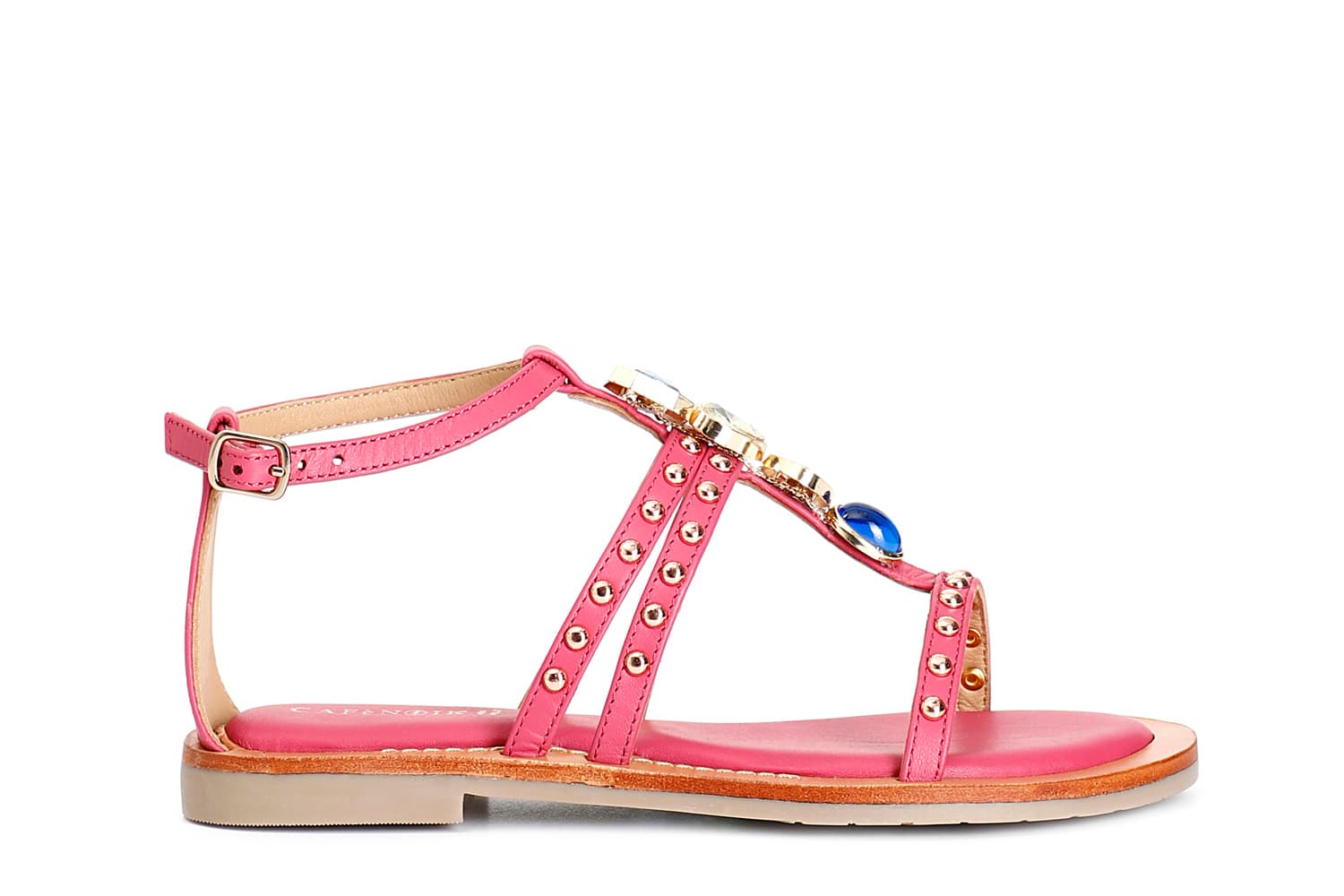 CafèNoir — Sandali a "t" in nappa con accessorio fuxia