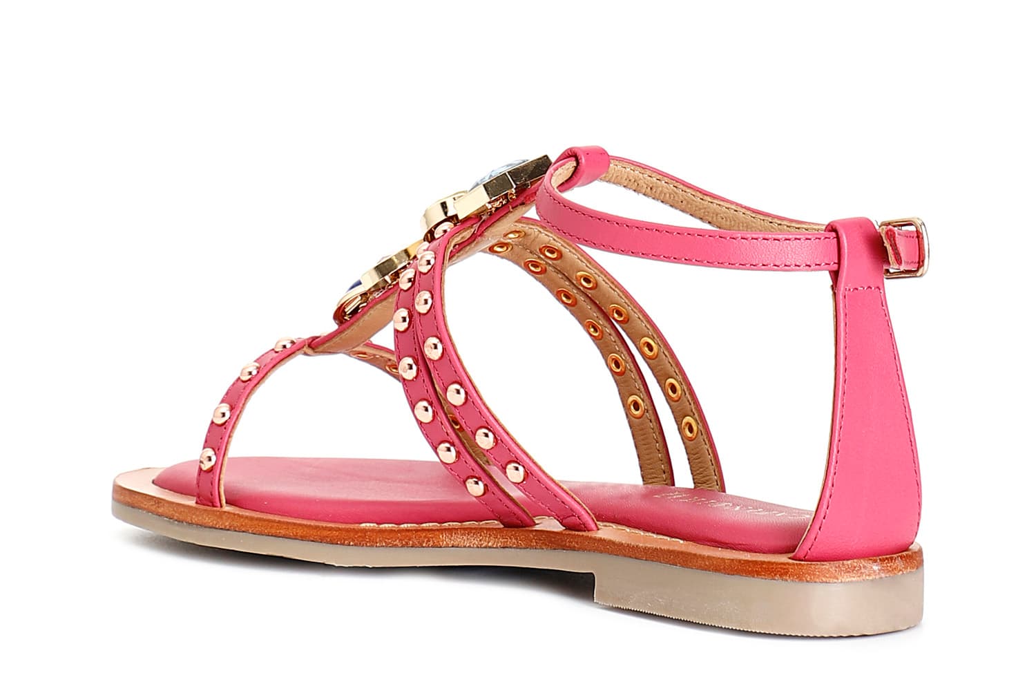 Sandali a "t" in nappa con accessorio fuxia — vista 4