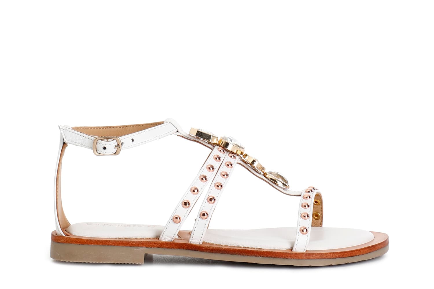 CafèNoir — Sandali a "t" in nappa con accessorio bianco