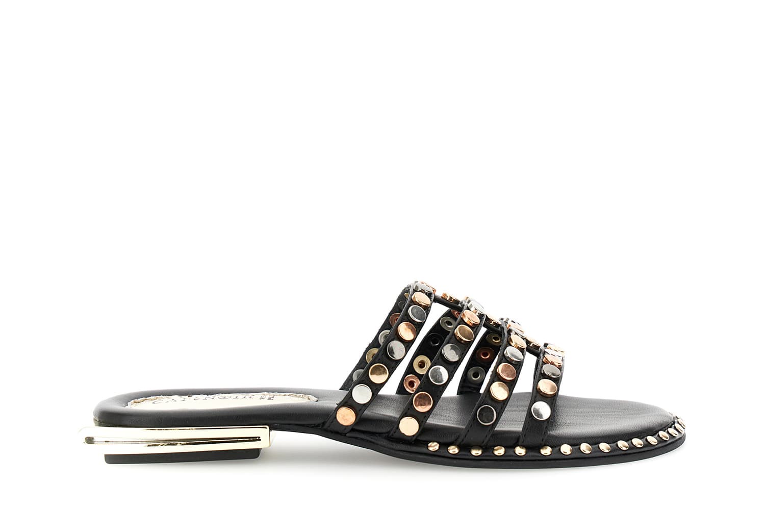 CafèNoir — Ciabatta in pelle con borchie multicolor nero