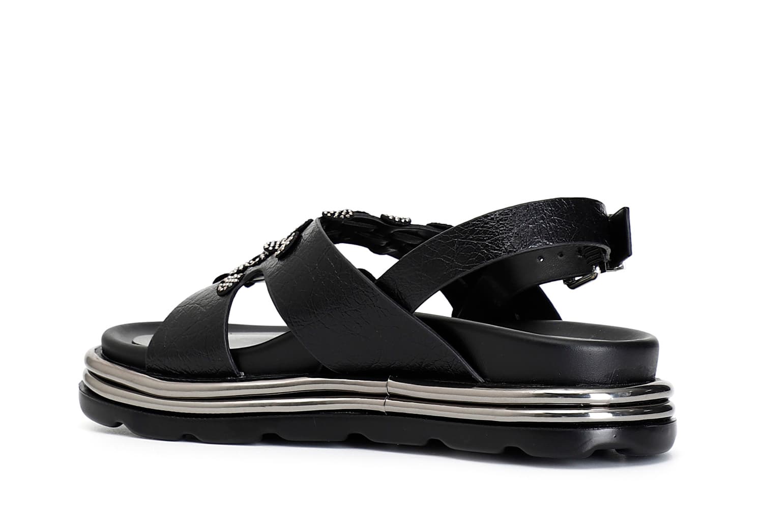 Sandali asimmetrici con infilatura in microstrass nero — vista 2