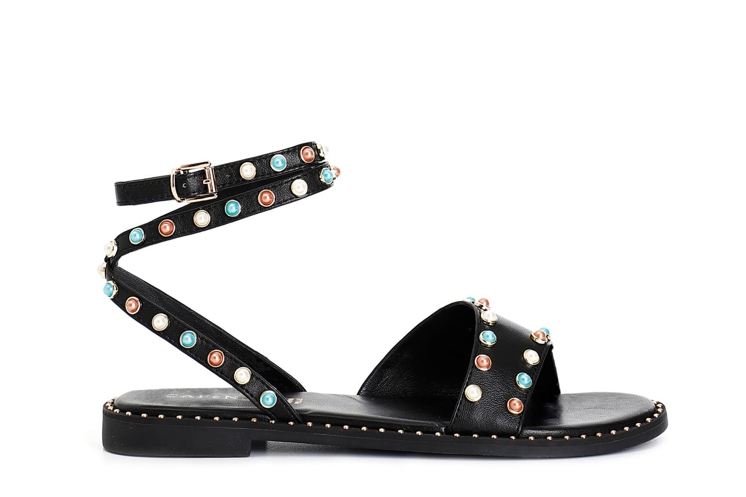 Sandali asimmetrici in pelle nero — vista 3
