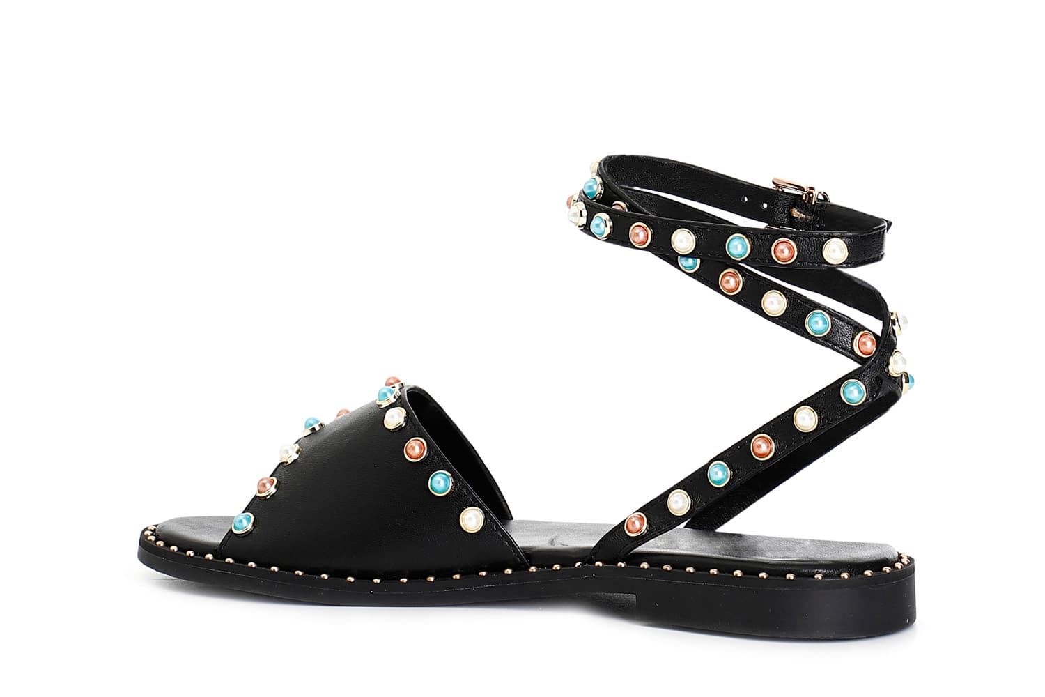 Sandali asimmetrici in pelle nero — vista 4