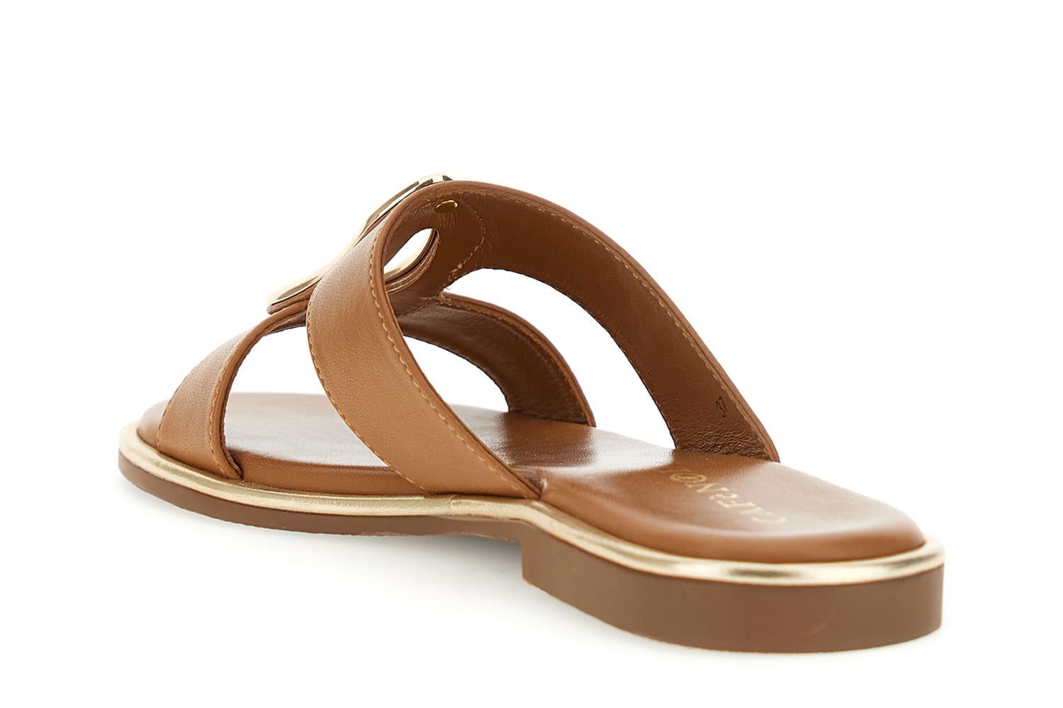 Ciabatta in pelle con accessorio cuoio — vista 2