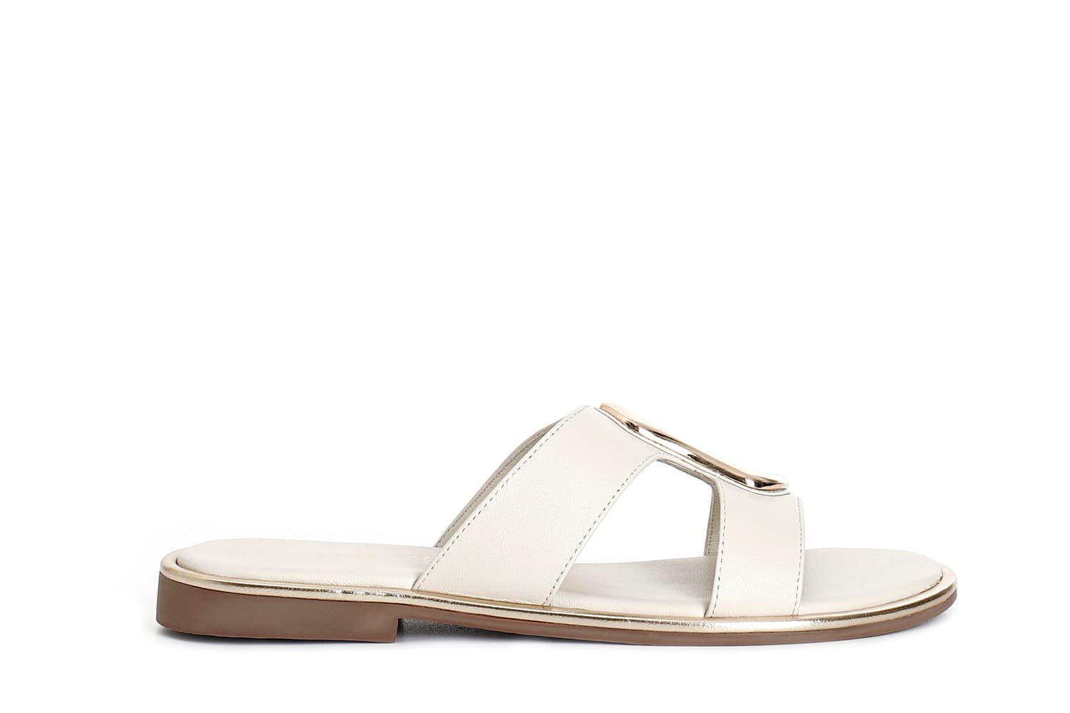 Ciabatta in pelle con accessorio osso — vista 3