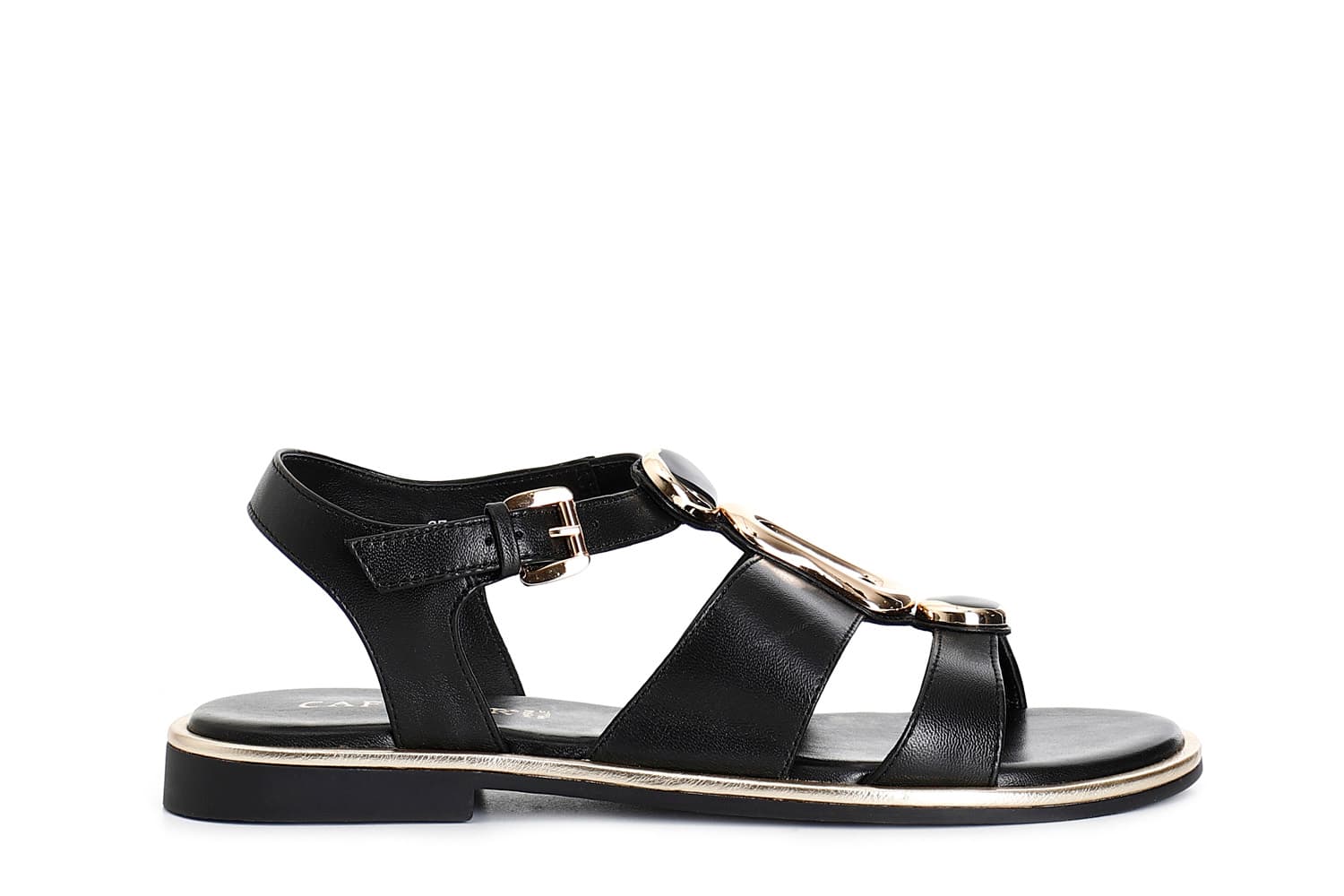 CafèNoir — Sandali in pelle con fibbia e triplo accessorio nero