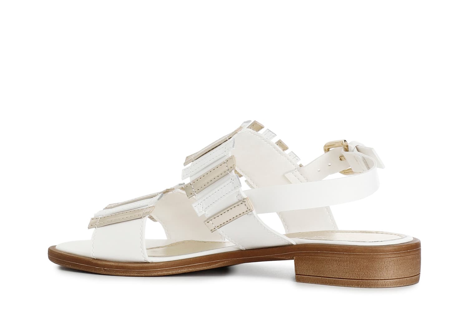 Sandali frate con tomaia multi listini bianco/oro — vista 2
