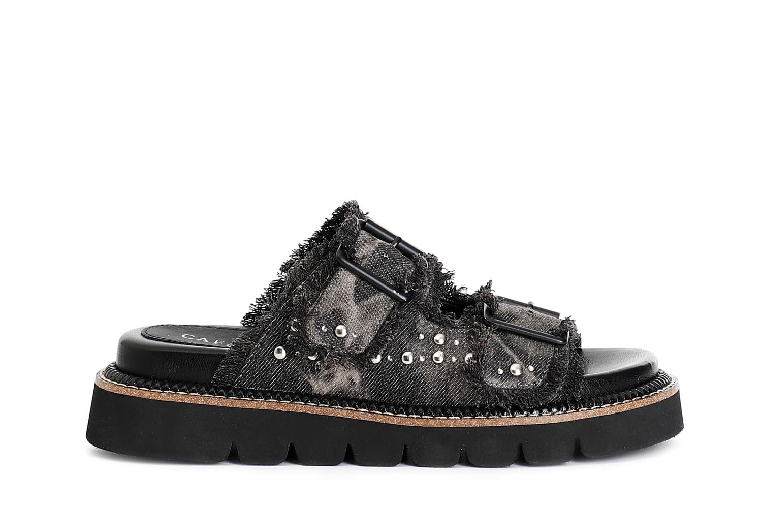 CafèNoir — Ciabatta denim doppia fibbia nero