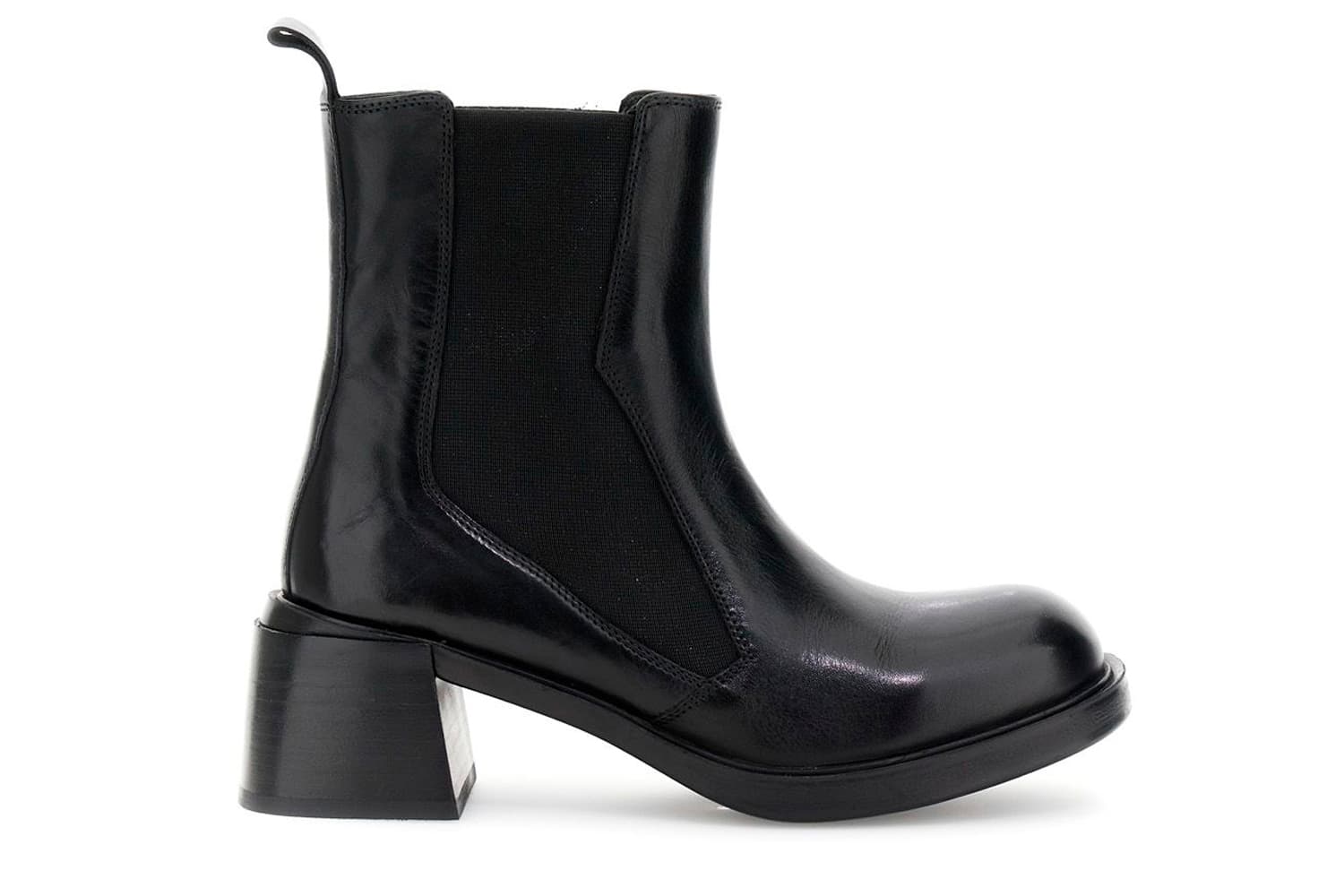 CafèNoir — Tronchetti in pelle con elastici nero