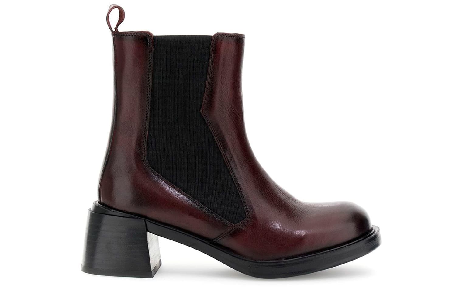 CafèNoir — Tronchetti in pelle con elastici bordeaux