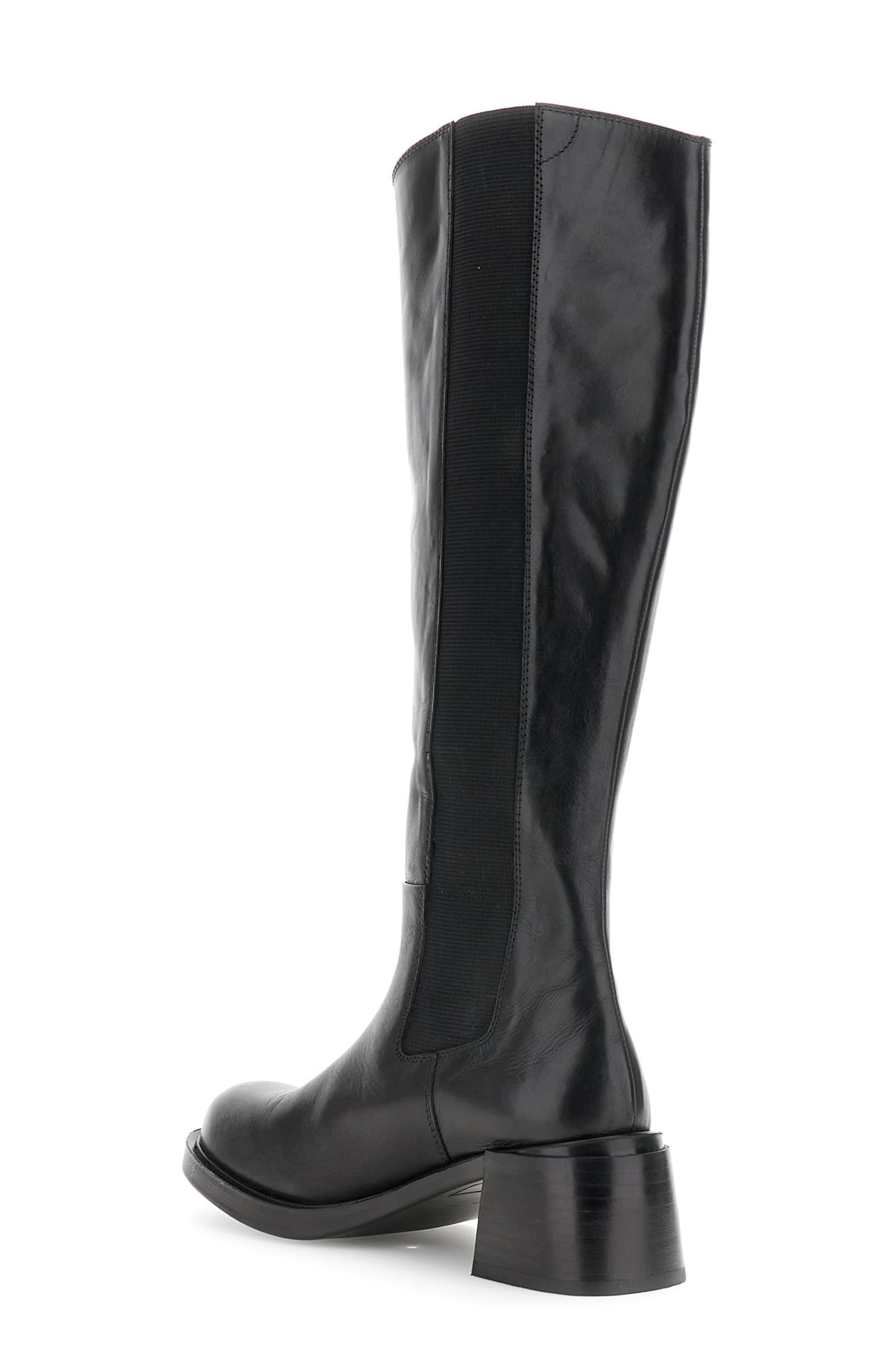 Stivali in pelle con elastici nero — vista 2