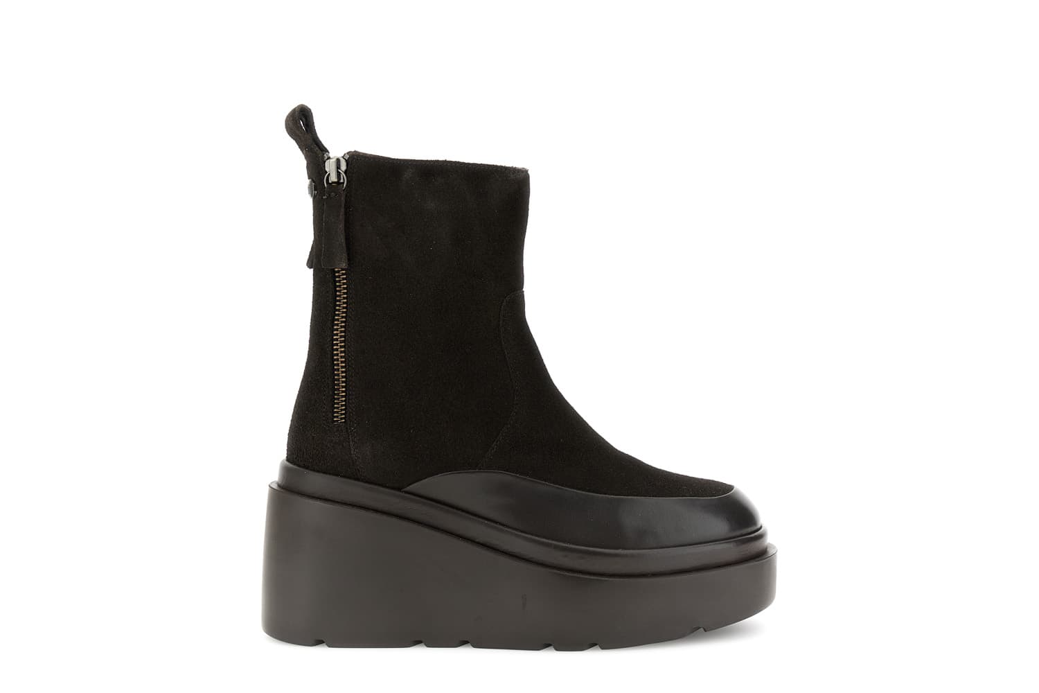 CafèNoir — Tronchetto da donna in pelle scamosciata tronchetto doppia zip e plateau t.moro