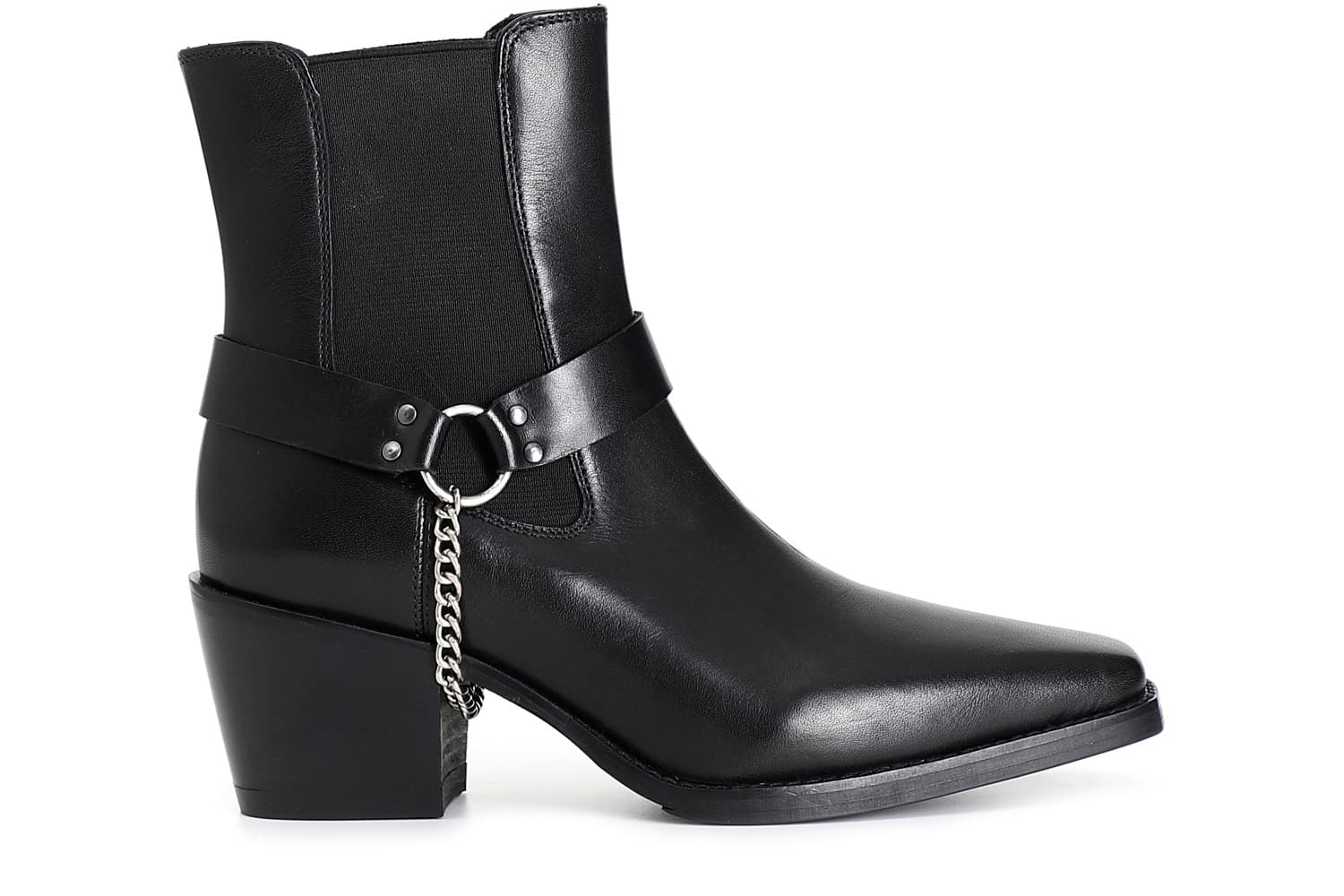 CafèNoir — Tronchetto da donna in pelle con elastico e cavigliera removibile nero
