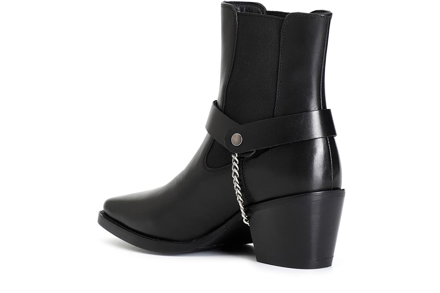 Tronchetto da donna in pelle con elastico e cavigliera removibile nero — vista 2