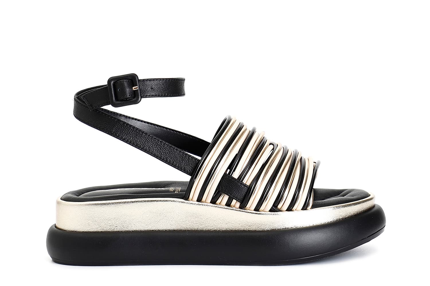 CafèNoir — Sandali in pelle multilistini multi nero