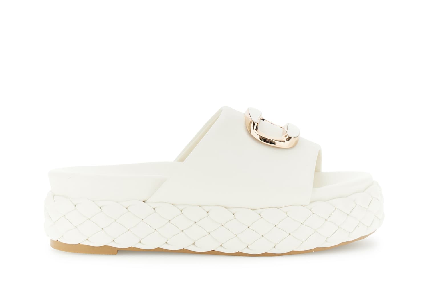 CafèNoir — Ciabatta con fondo a treccia e accessorio bianco