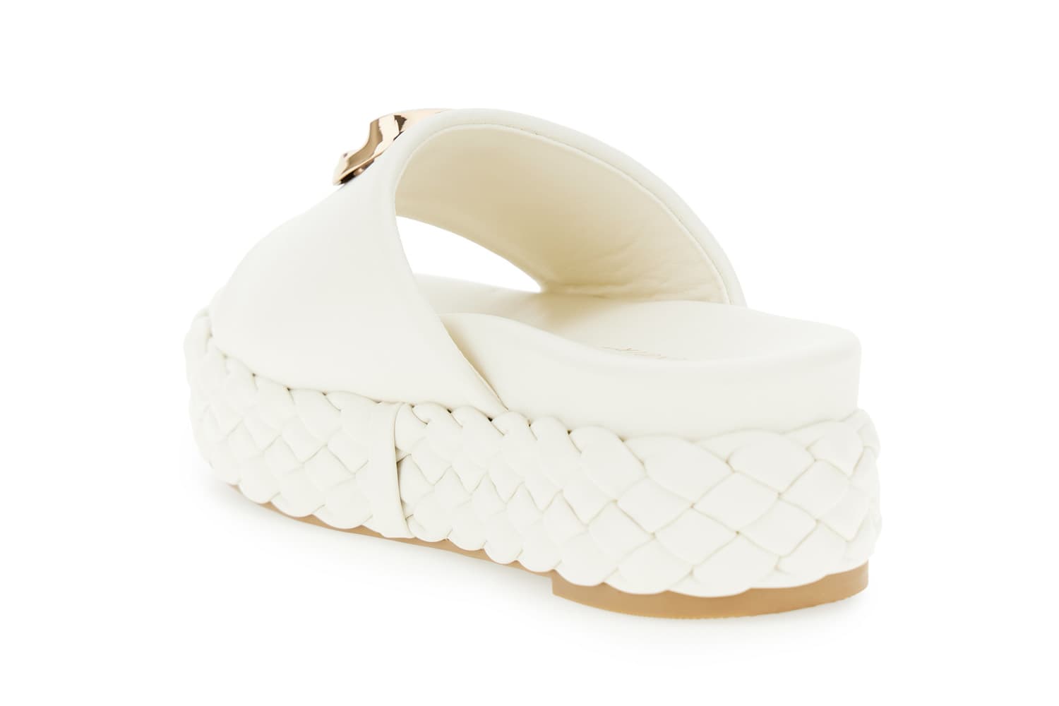 Ciabatta con fondo a treccia e accessorio bianco — vista 2