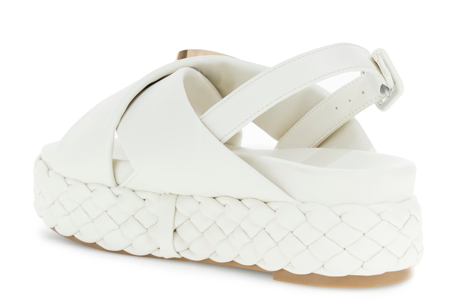 Sandali incrociato con fondo a treccia e accessorio bianco — vista 2