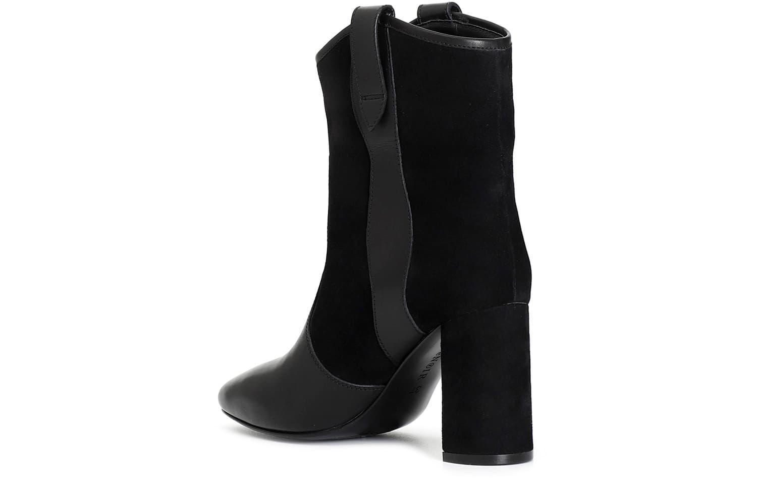 Tronchetto in pelle bimateriale nero — vista 4