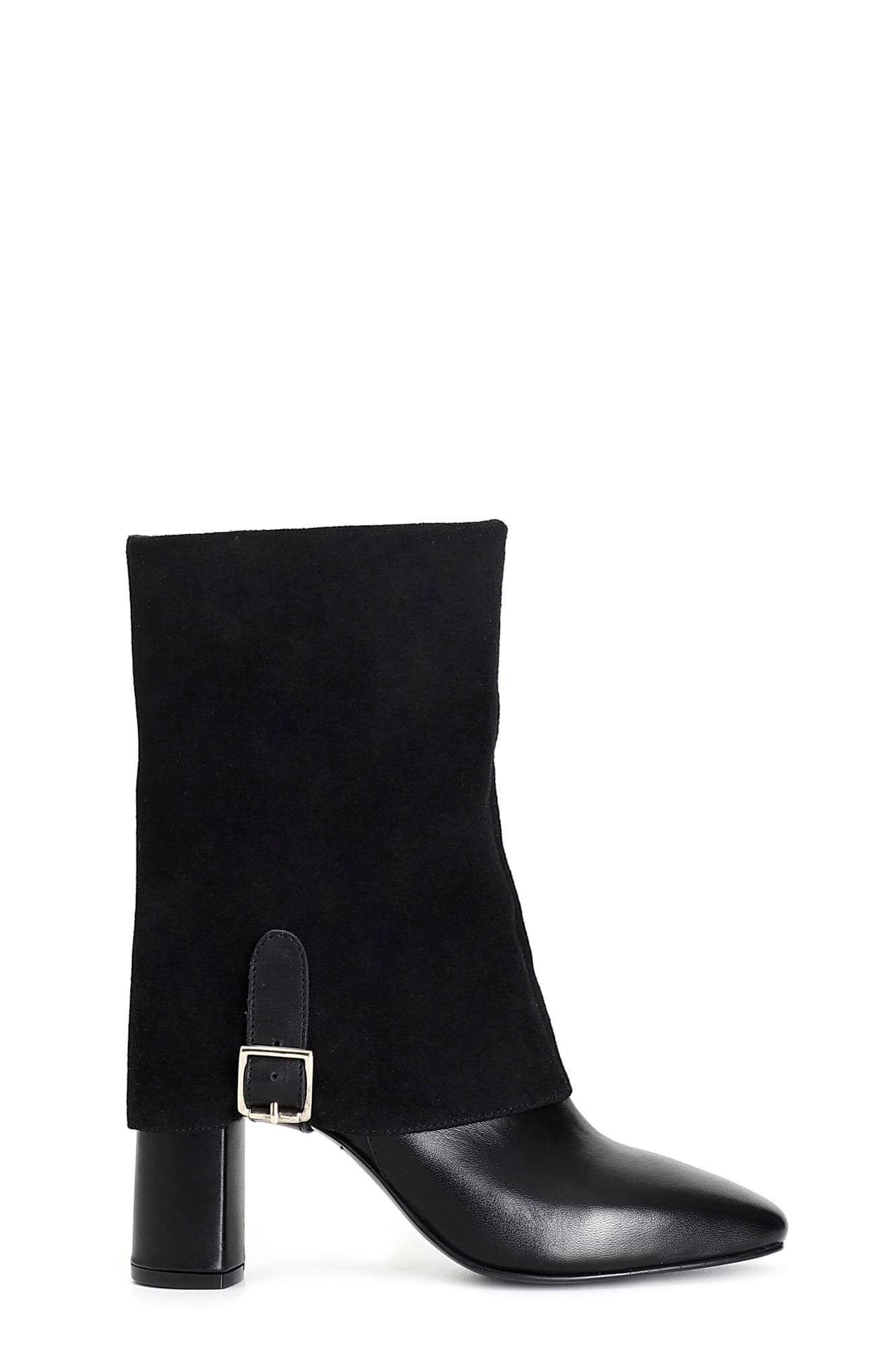 CafèNoir — Tronchetto da donna in pelle con maxi risvolto in bimateriale nero
