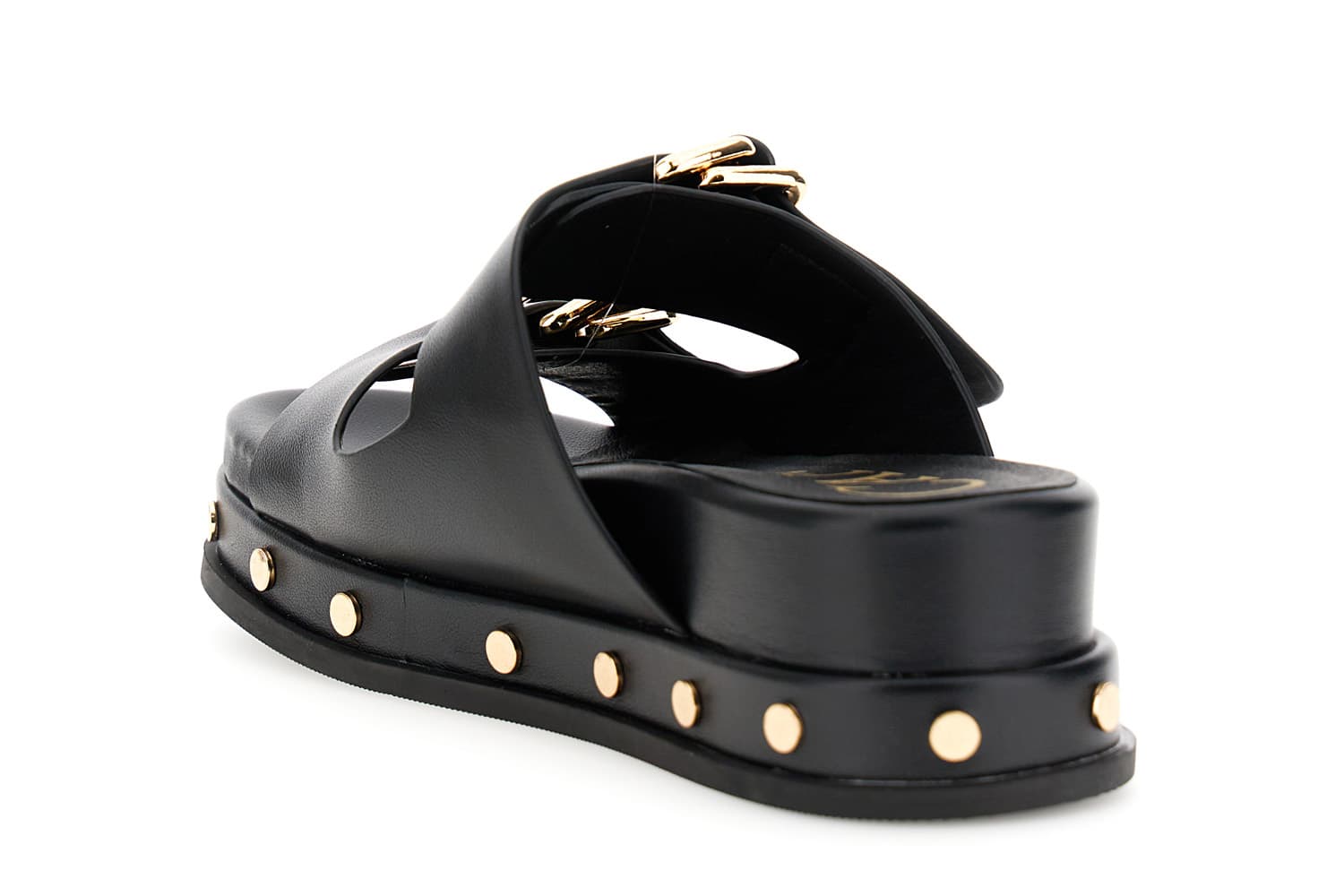 Sandali modello frate con borchie effetto pelle in vitello nero — vista 2