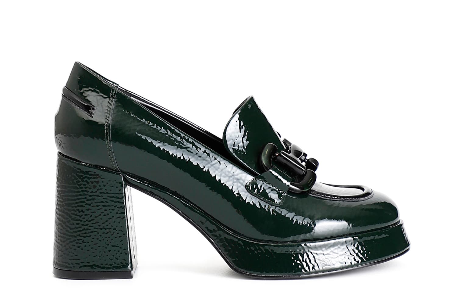 CafèNoir — Mocassino da donna in naplak con morsetto verde/nero