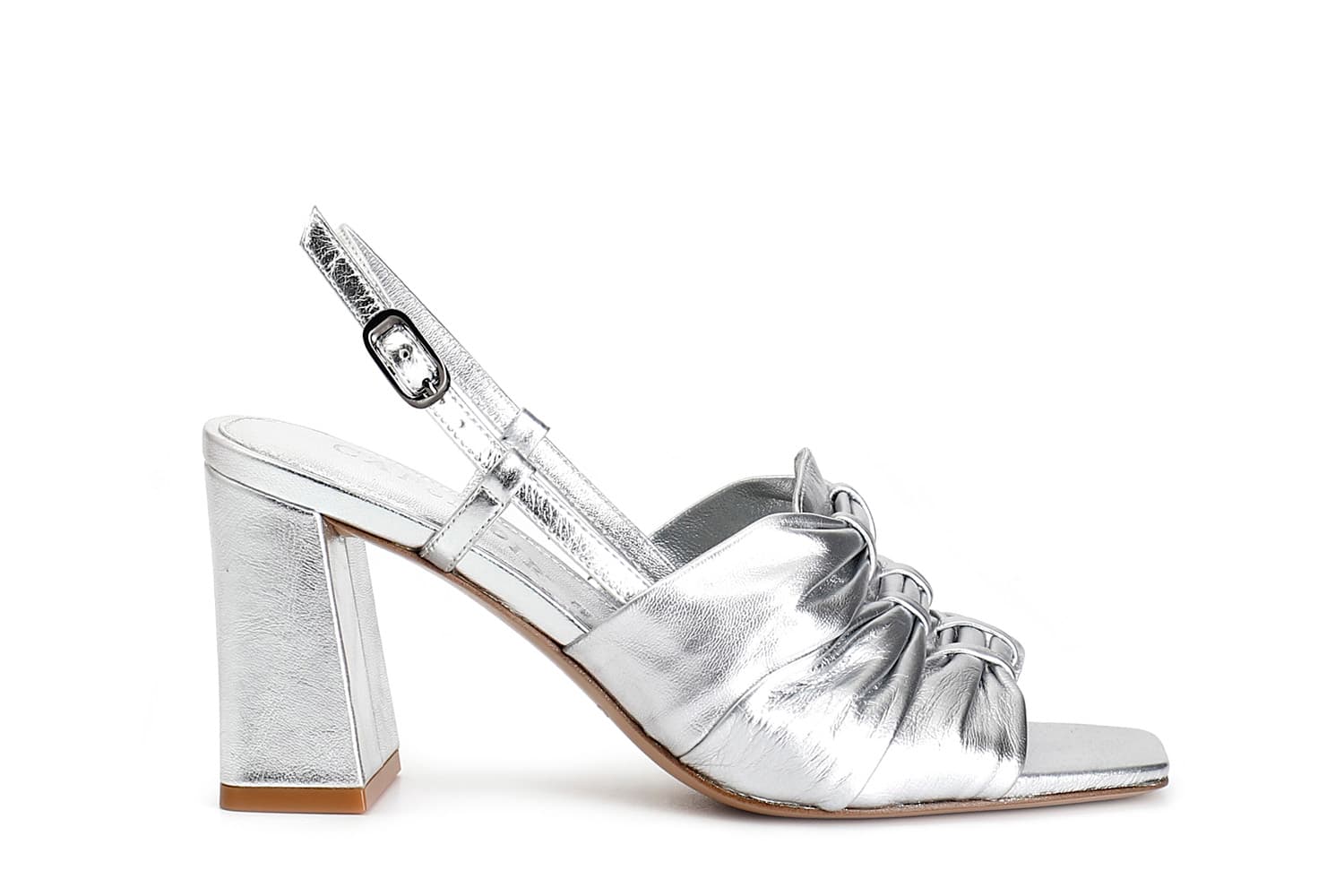CafèNoir — Sandali in pelle laminata argento