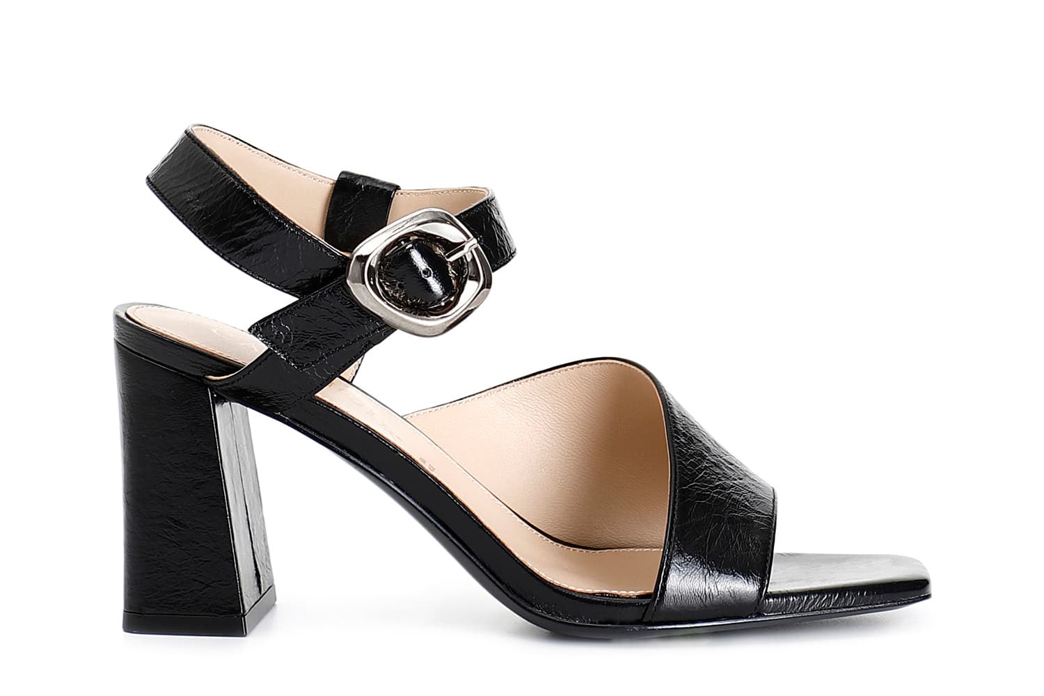 CafèNoir — Sandali gilda asimmetrico in vernice nero