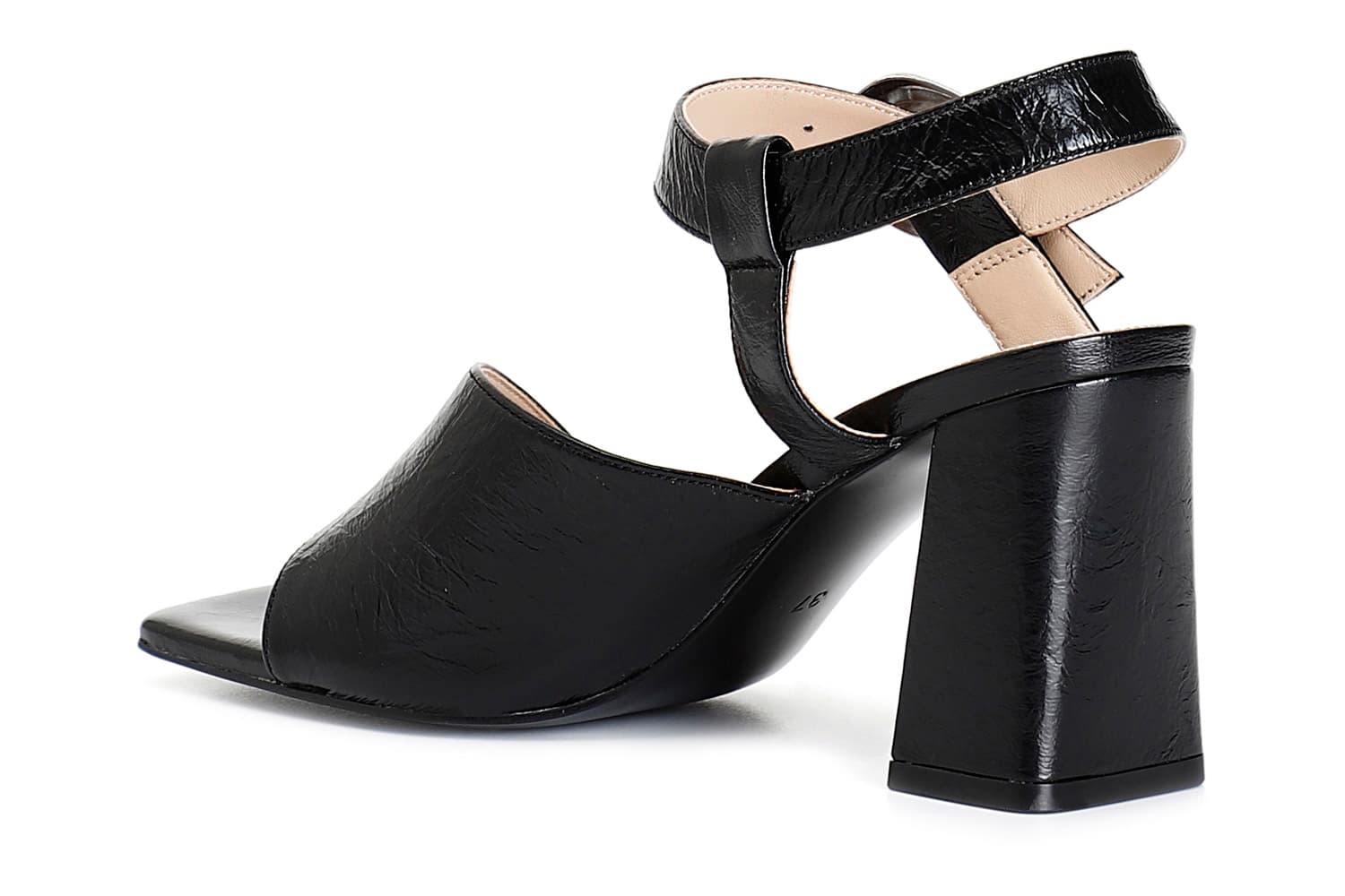 Sandali gilda asimmetrico in vernice nero — vista 2