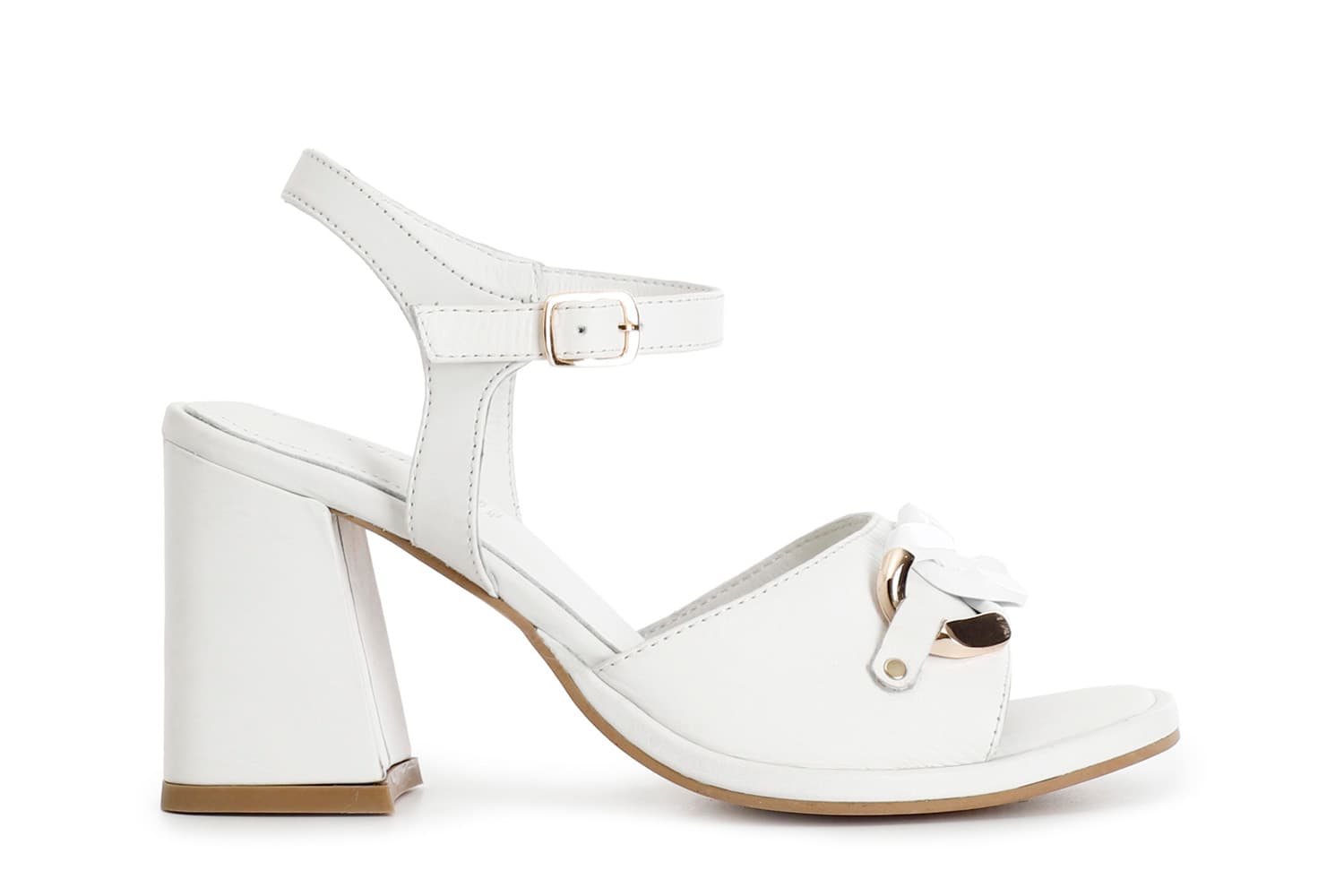 CafèNoir — Sandali in pelle con accessorio bianco