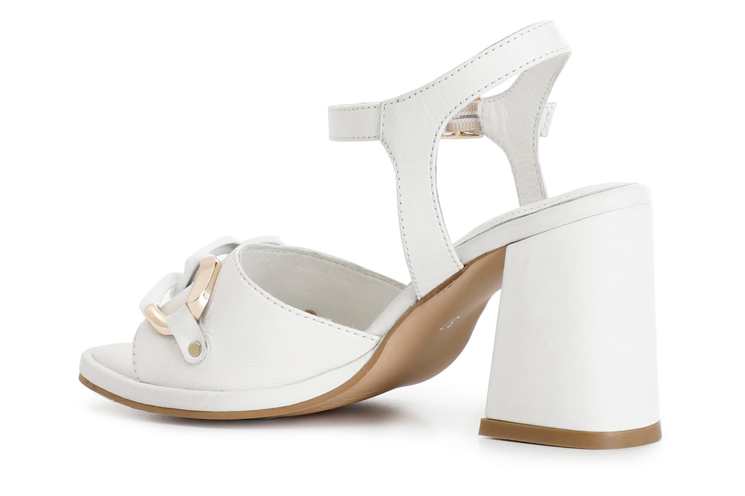 Sandali in pelle con accessorio bianco — vista 2