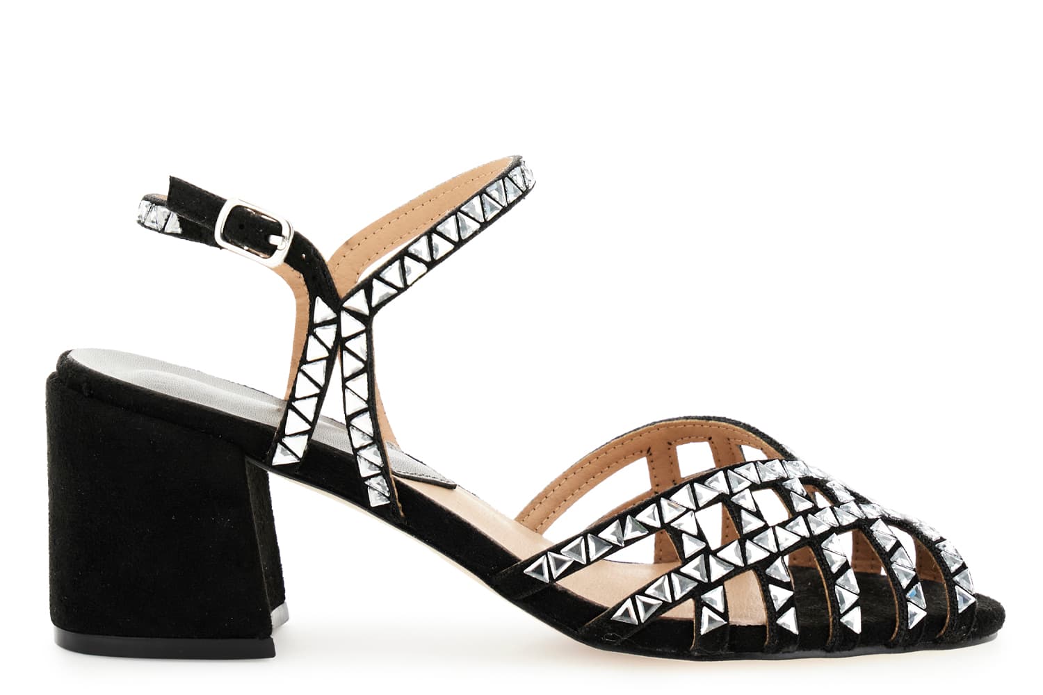 CafèNoir — Sandali gabbia con strass triangolo nero