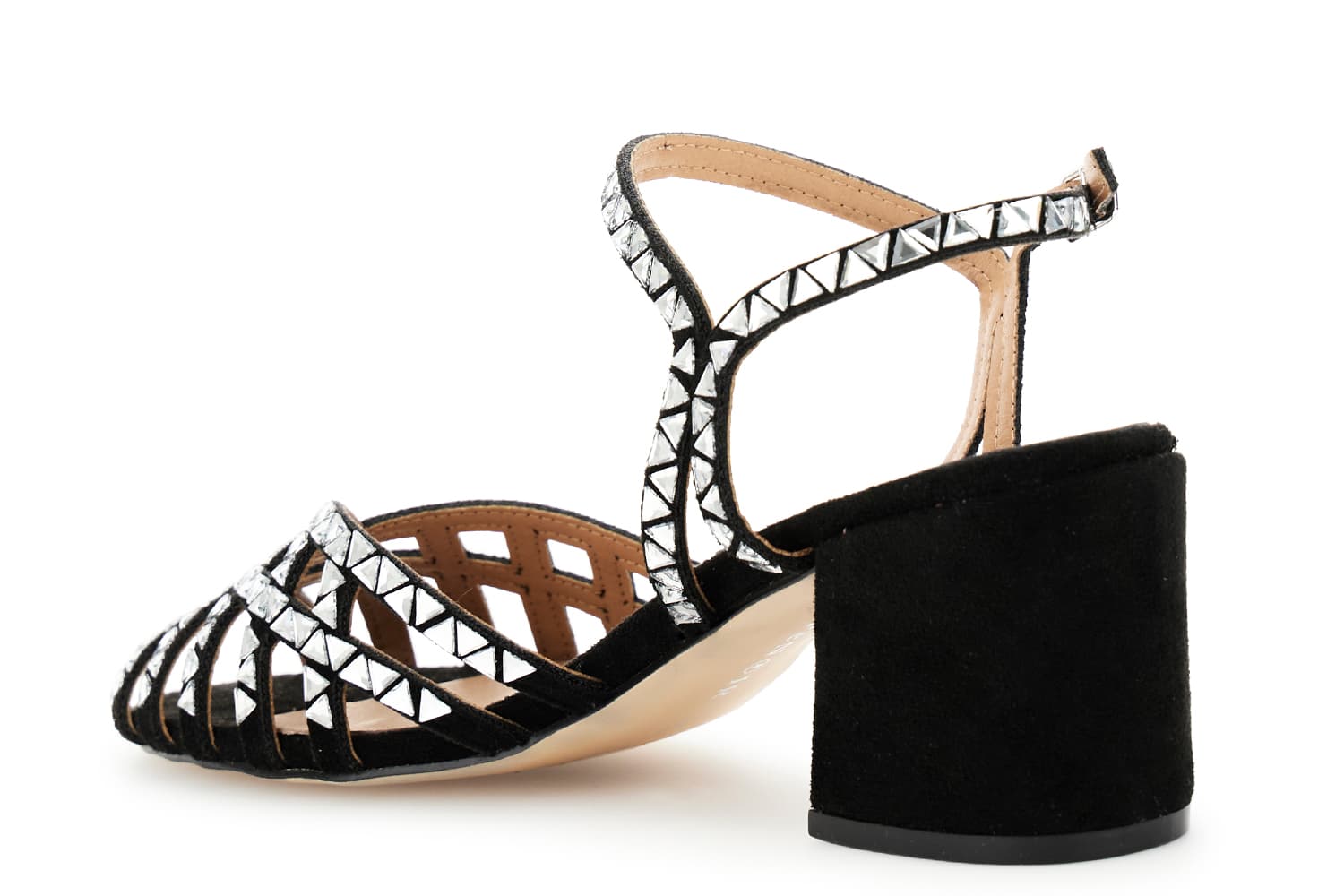 Sandali gabbia con strass triangolo nero — vista 2