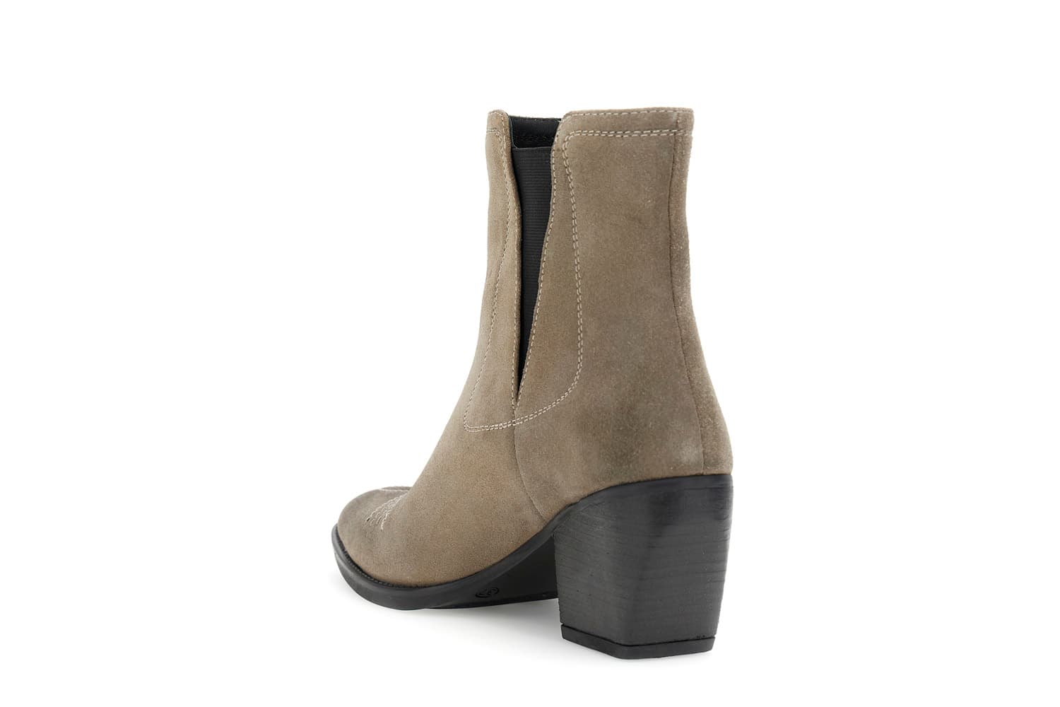 Tronchetti in pelle scamosciata con elastici taupe — vista 2