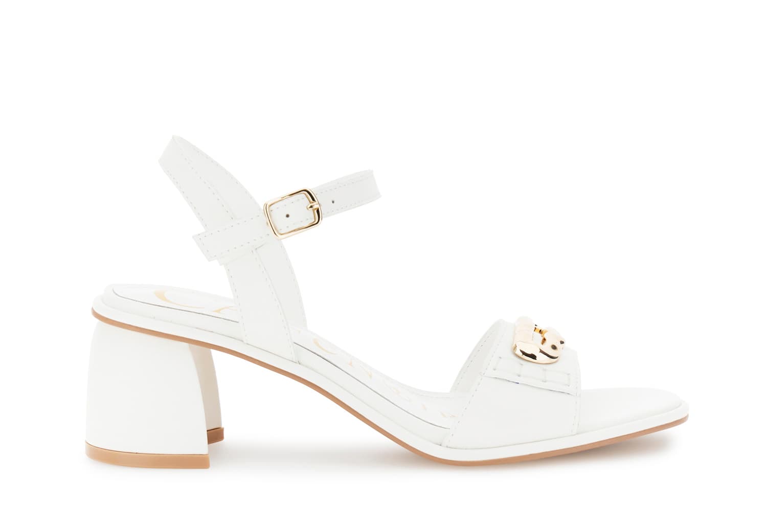 Sandali gilda ieffetto pelle con accessorio off white — vista 3