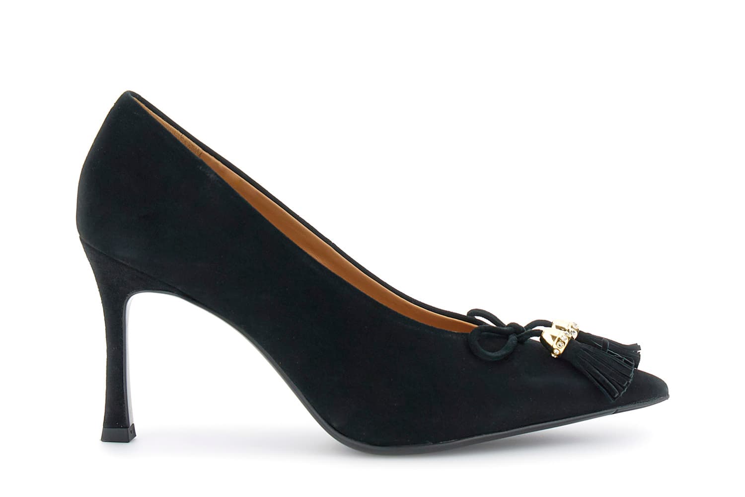 CafèNoir — Décolleté in camoscio con nappine nero