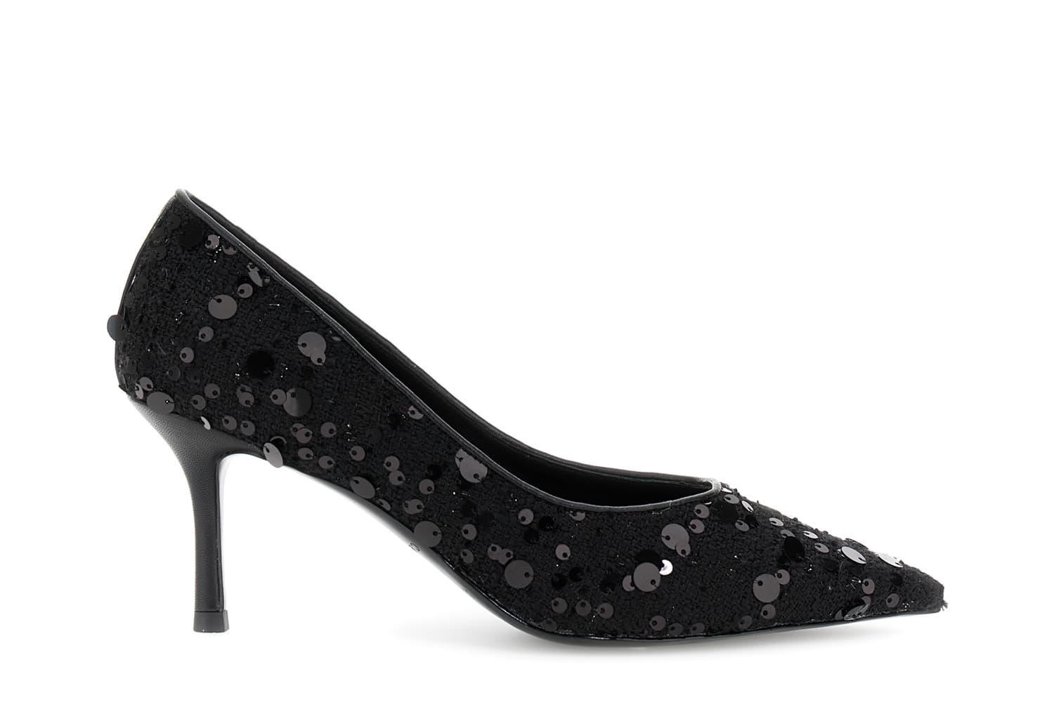CafèNoir — Décolleté in tessuto bouclé con paillettes nero